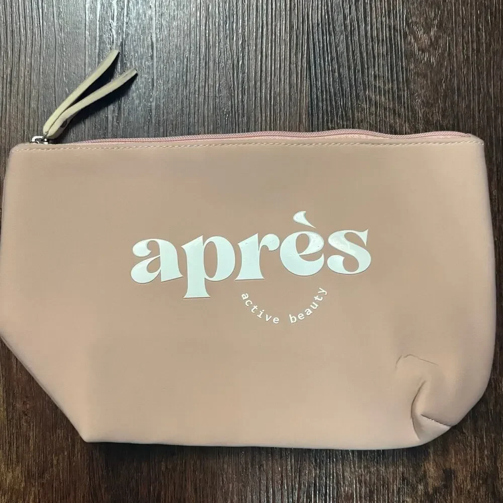 Après Studio Neoprene Makeup Bag Peach Nude Zippered Toiletry Pouch Travel Case